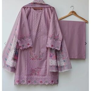 Elegant Pink Embroidered Dress Set